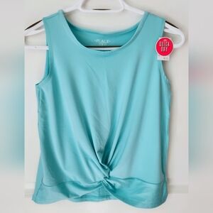 NWT Children’s Place Girls Twist Front Quick Dry Activewear Tank-Aqua Blue XL 14